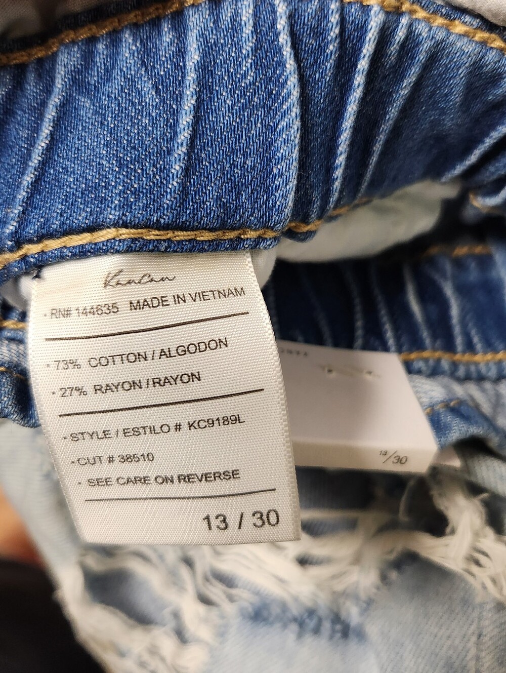 Kancan High Rise Paper Bag Light Wash Distressed Jeans Sz 13 / 30 New - Picture 5 of 12